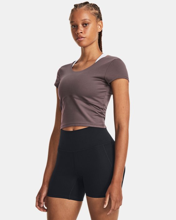 Women's UA Meridian Fitted Short Sleeve in Gray image number 0
